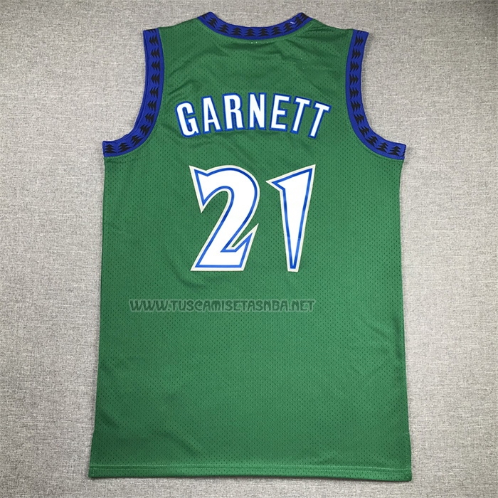 Camiseta Kevin Garnett NO 21 Minnesota Timberwolves Hardwood Classics Throwback 1997-98 Verde
